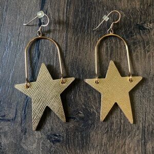 Nickel & Suede Gold Star Earrings